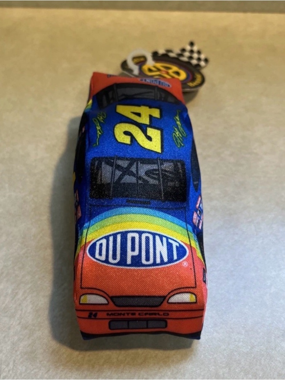 New Speedie Beanie Plush Toy 1998 NASCAR Jeff Gordon #24 Dupont Car w Tags